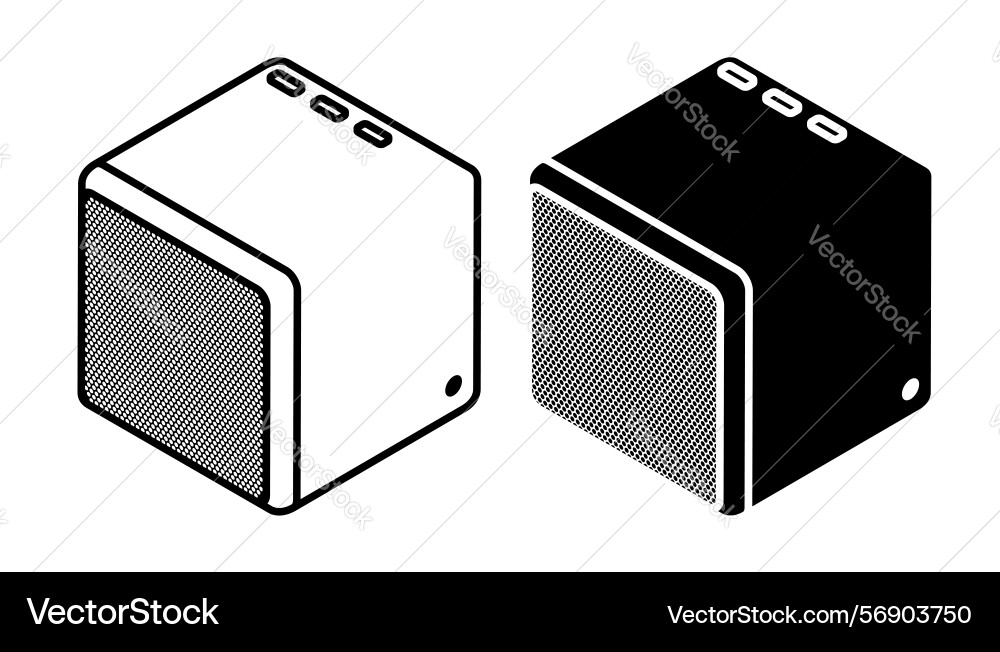 Linear icon isometric removable cube speaker vector image