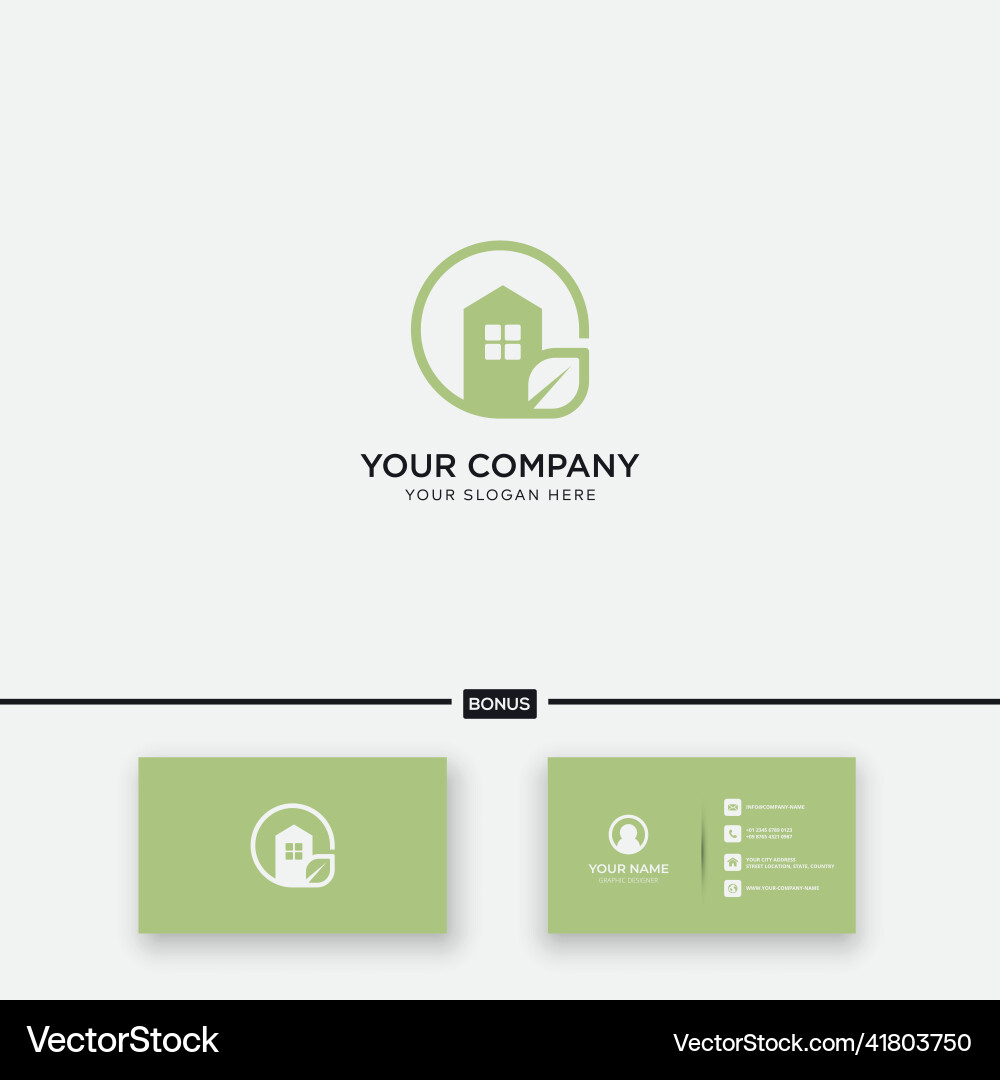 Minimalist grünes Haus Logo Immobilien Minimalist grünes Haus Logo Immobilien vektorbild