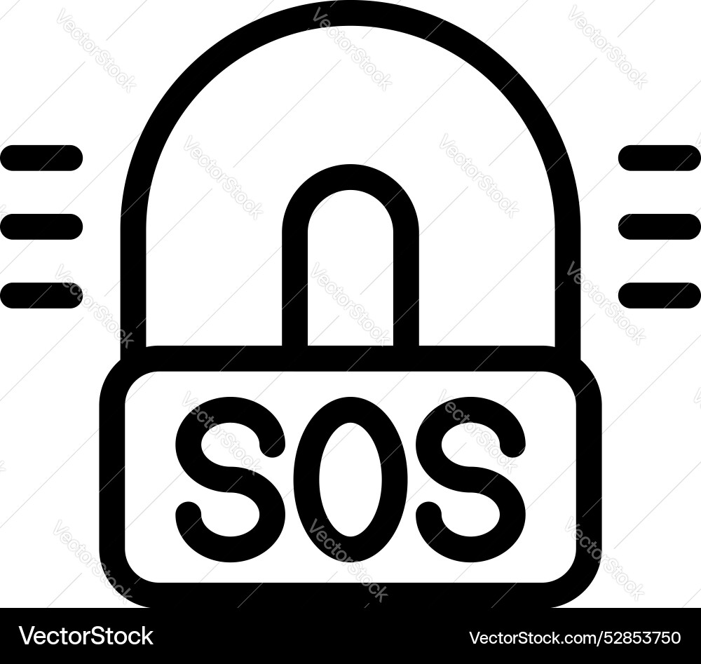 Padlock sending sos signal blinking with alarm Vector Image
