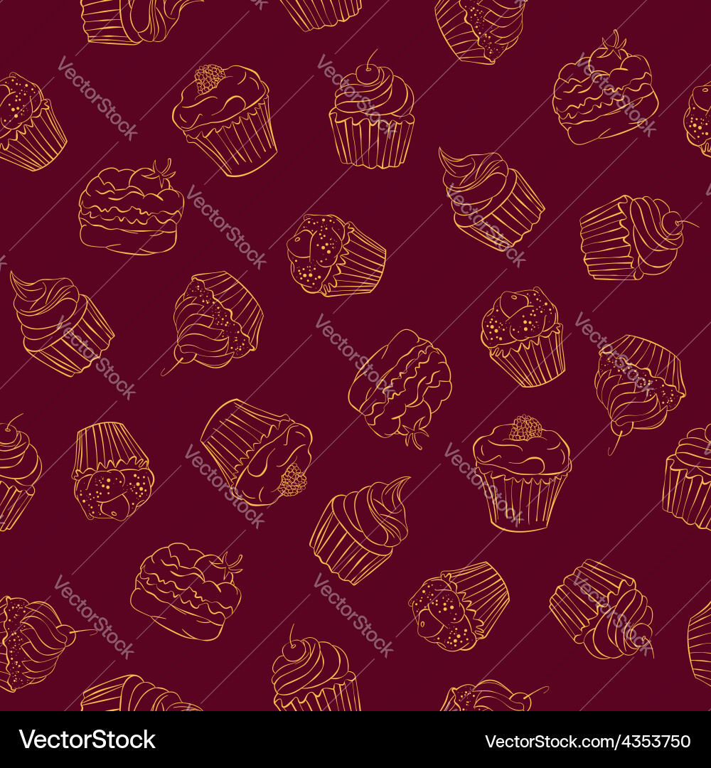 Seamless pattern with cakes vector image