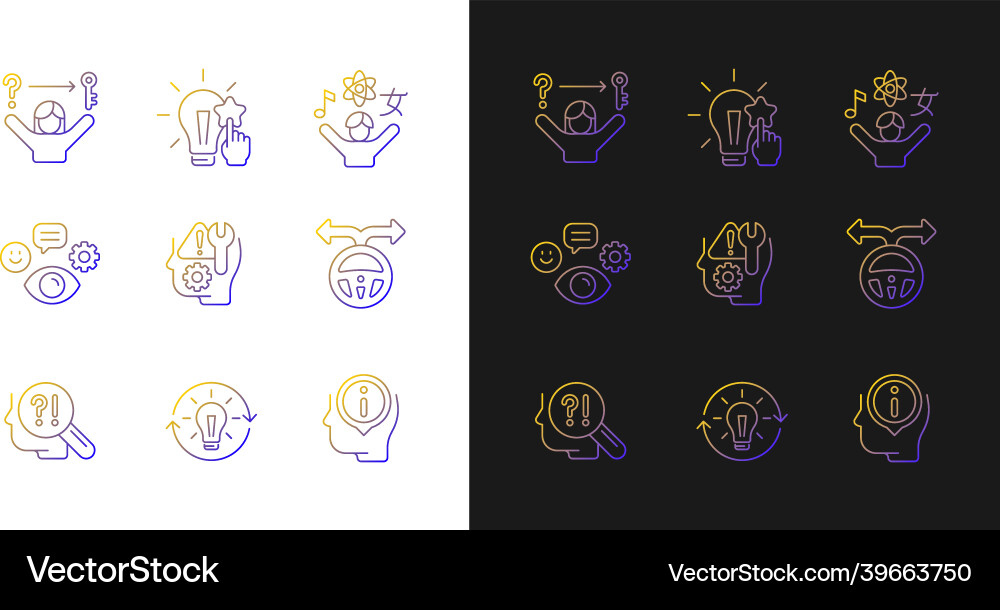 Self development skills gradient icons set Self development skills gradient icons set vector image