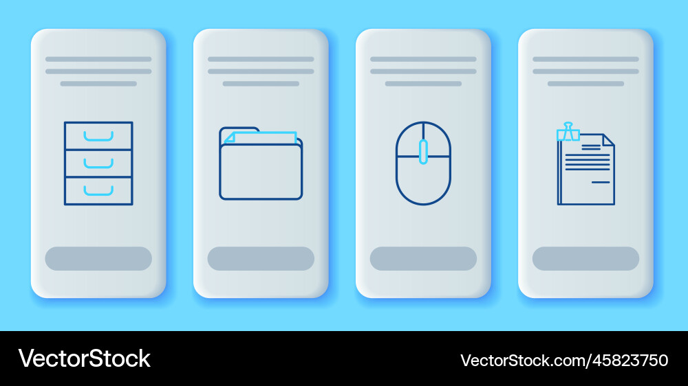 Set line document folder computer mouse drawer Set line document folder computer mouse drawer vector image