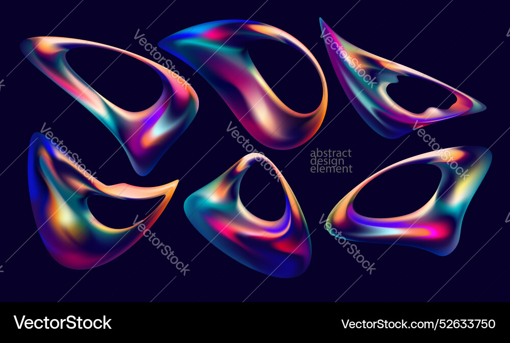 Set of iridescent round shapes and forms Set of iridescent round shapes and forms vector image