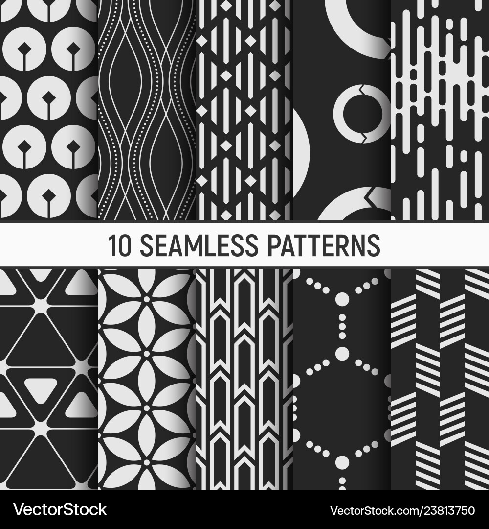 Set of ten seamless patterns Set of ten seamless patterns vector image