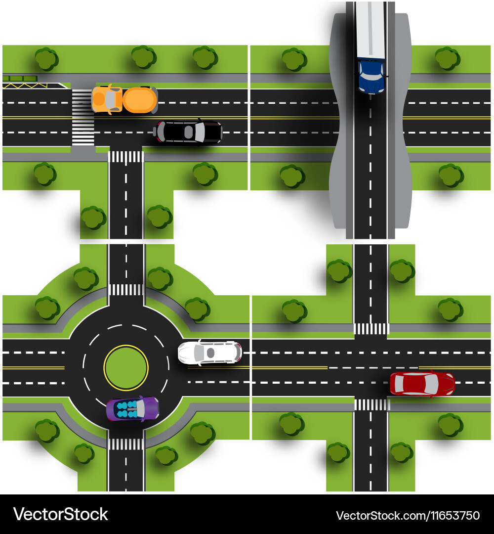 Set transport hub the intersections of various Vector Image