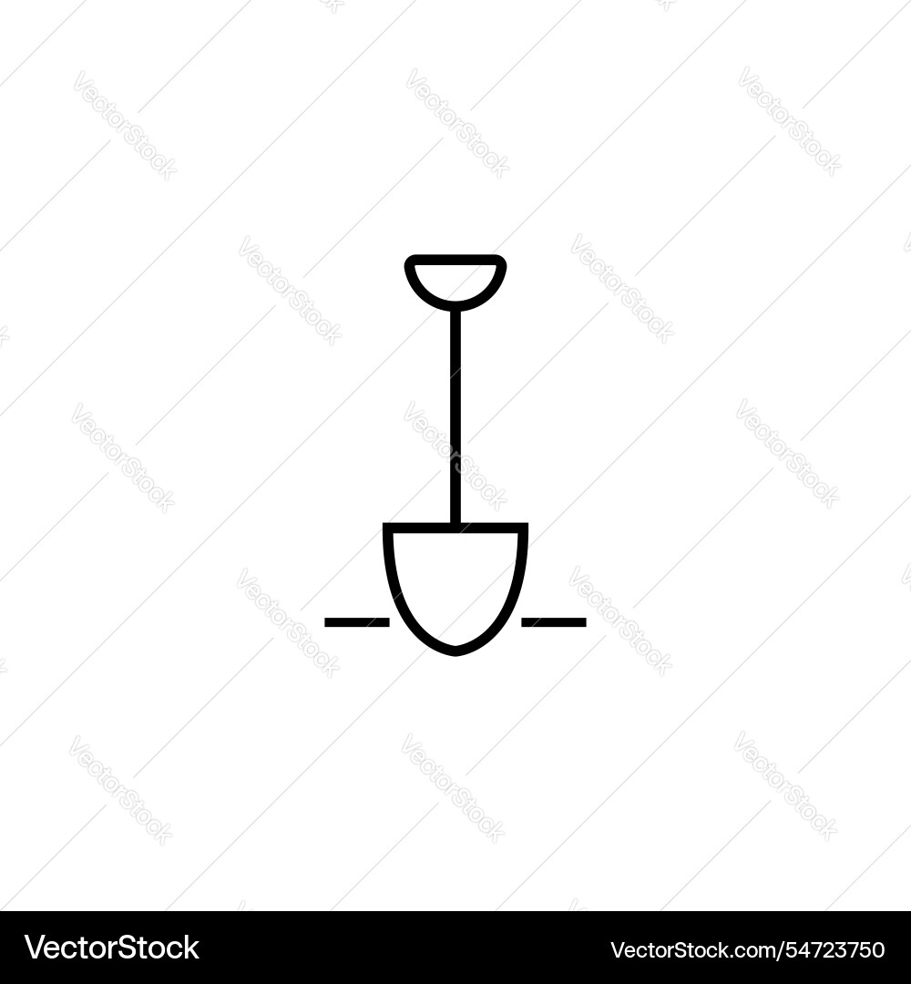 Soil digging icon with spade in line style Soil digging icon with spade in line style Vector Image
