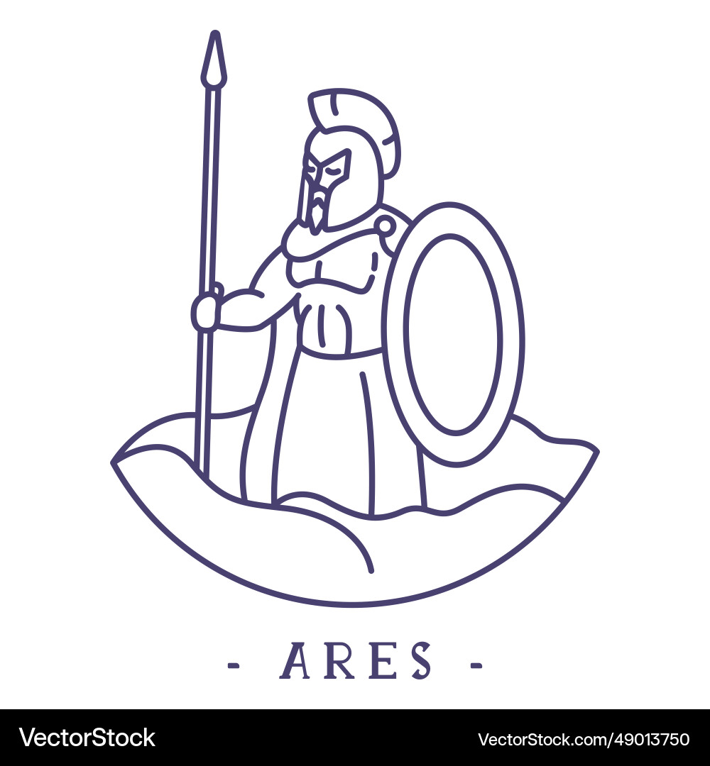 Stroke greek god ares – Royalty-Free Vector | VectorStock, image size:1000x1080