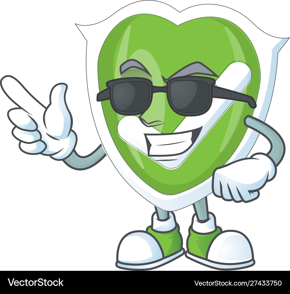 Super cool checkmark shield with character vector image