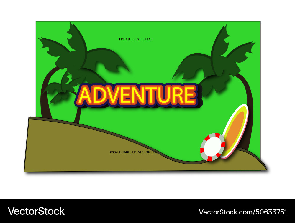 Adventure editable text effect emboss gradient Adventure editable text effect emboss gradient vector image