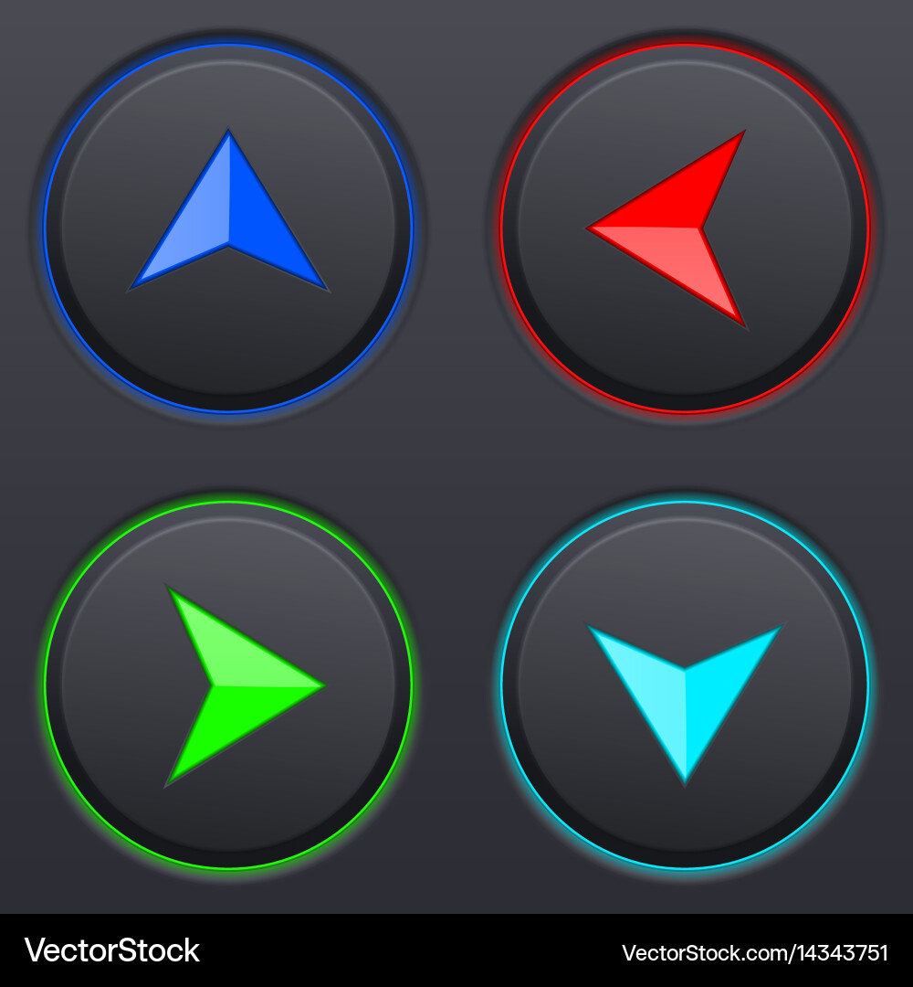 Black Directional Buttons Vector Image