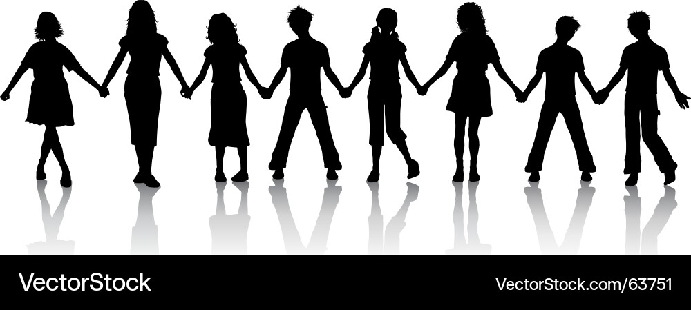 Children holding hands Royalty Free Vector Image