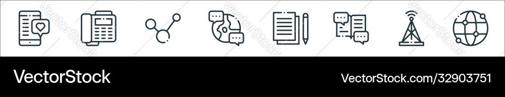 Communication line icons linear set quality Communication line icons linear set quality Vector Image