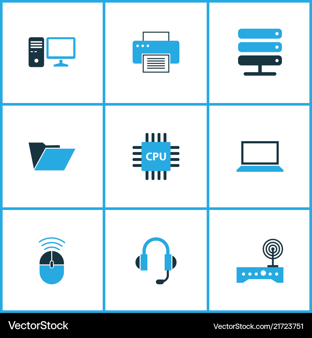 Computer icons colored set with laptop wifi cpu Computer icons colored set with laptop wifi cpu vector image