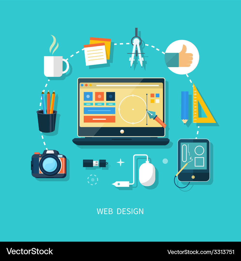 Computer monitor with program for design Vector Image