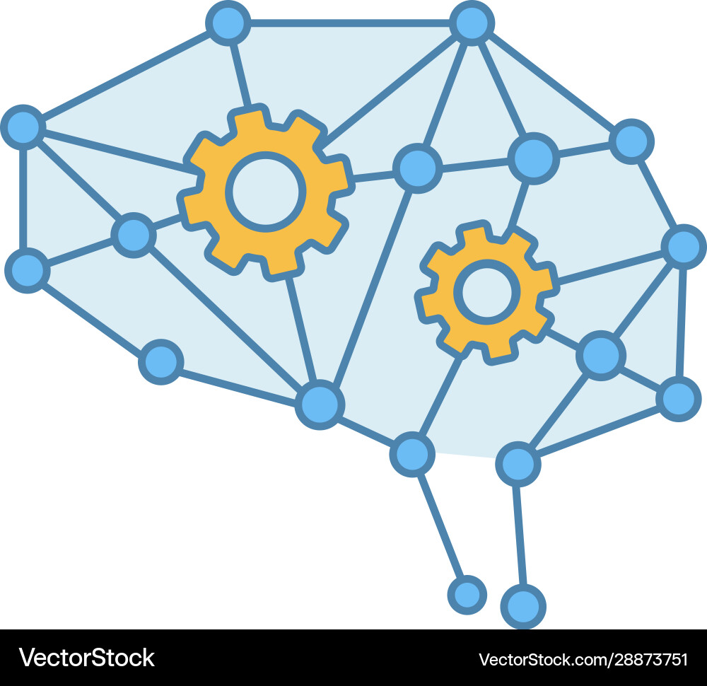 Deep learning ai color icon Deep learning ai color icon vector image