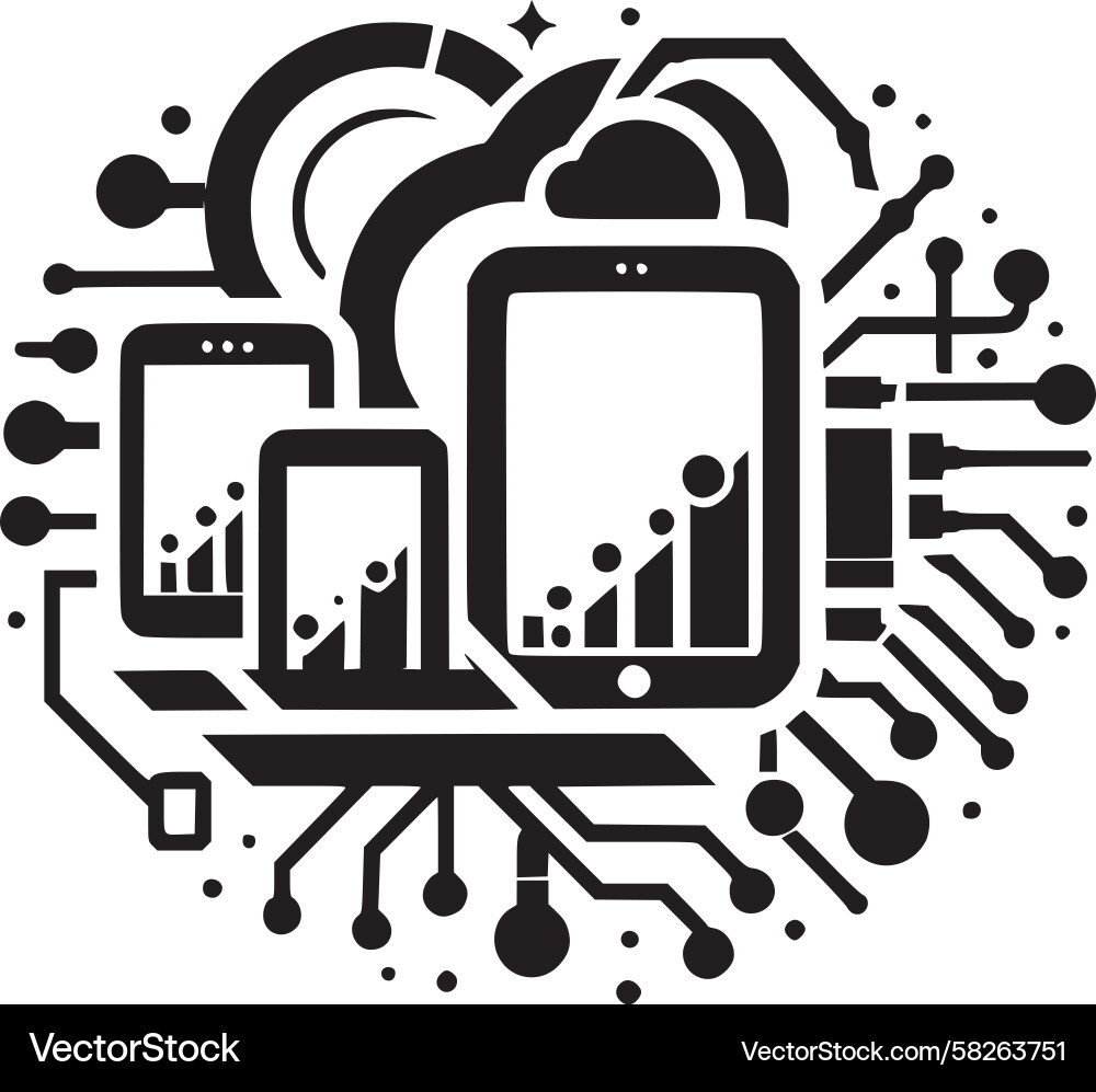 Digital Connection Network Icon Vector Image
