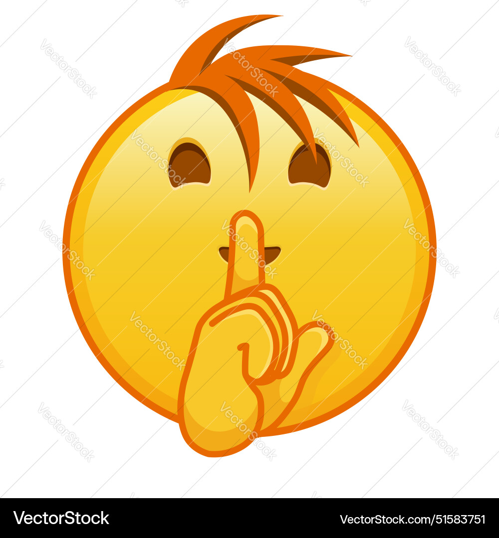 Face with index finger at lips large size Face with index finger at lips large size vector image