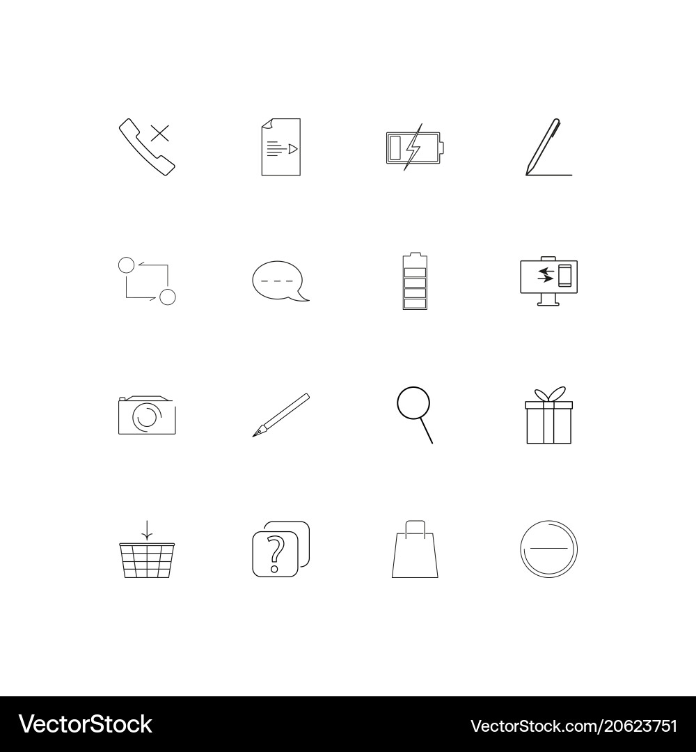 Interface simple linear icons set outlined vector image