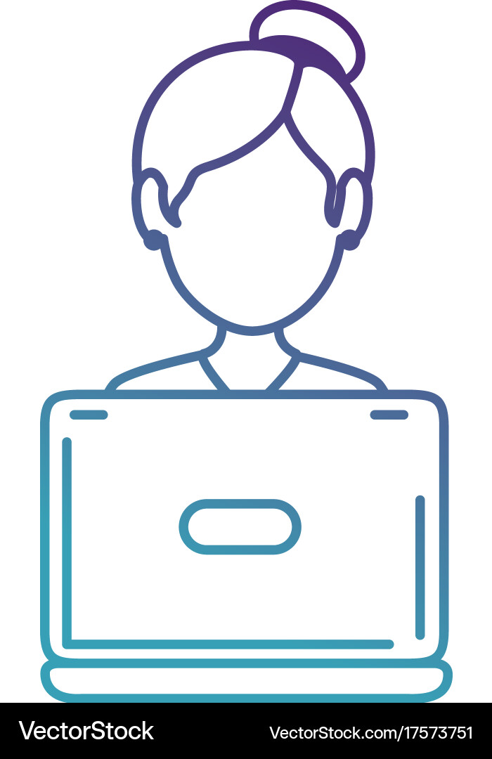 Laptop computer with user Vector Image