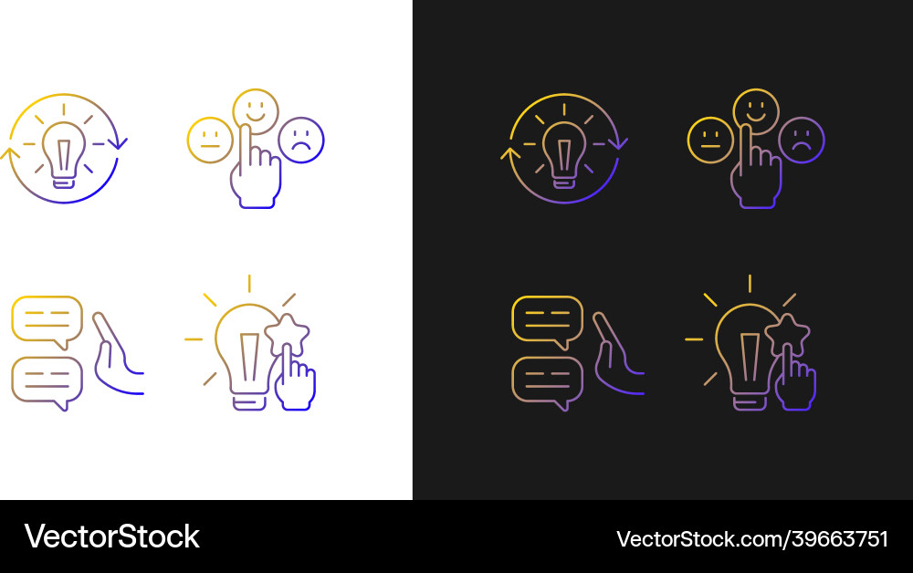 Logical and rational thinking gradient icons set Logical and rational thinking gradient icons set vector image