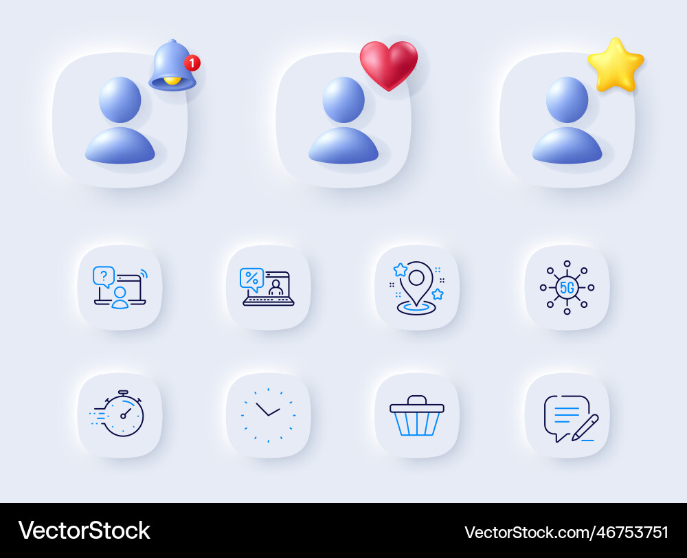 Pin timer and shop cart line icons for web app Pin timer and shop cart line icons for web app vector image