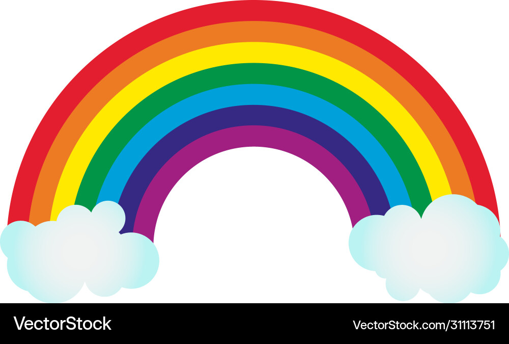 Rainbow colourful on empty background with clouds Rainbow colourful on empty background with clouds vector image