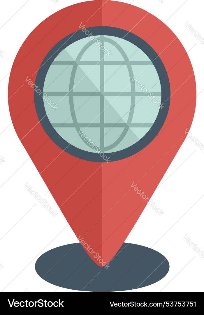 Red gps pin pointing global location on map vector image