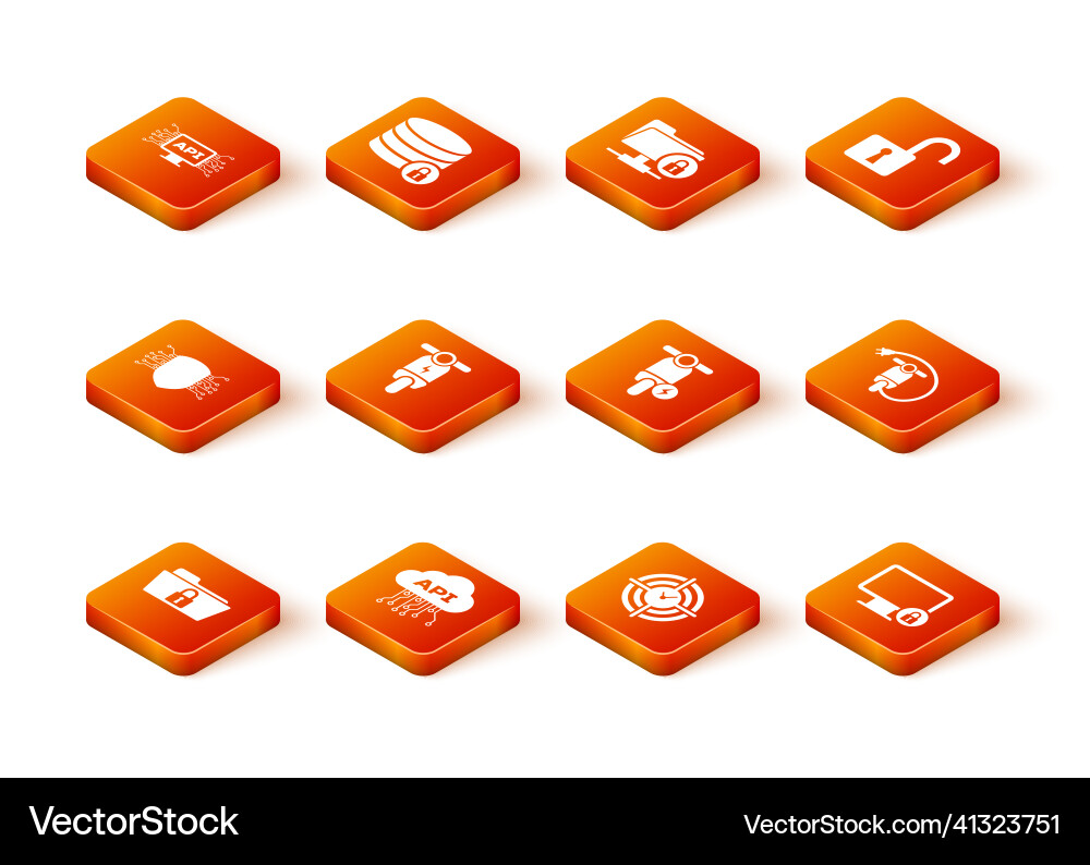 Set folder and lock cloud api interface cyber Set folder and lock cloud api interface cyber Vector Image