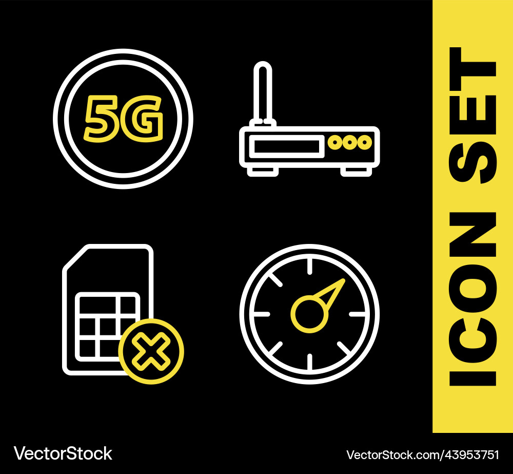 Set line router and wi-fi signal digital speed Set line router and wi-fi signal digital speed Vector Image
