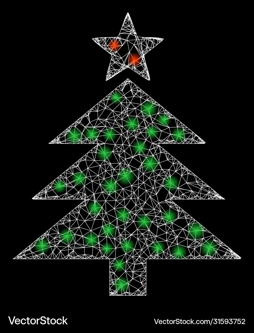 Bright web network new year tree with lightspots Bright web network new year tree with lightspots vector image