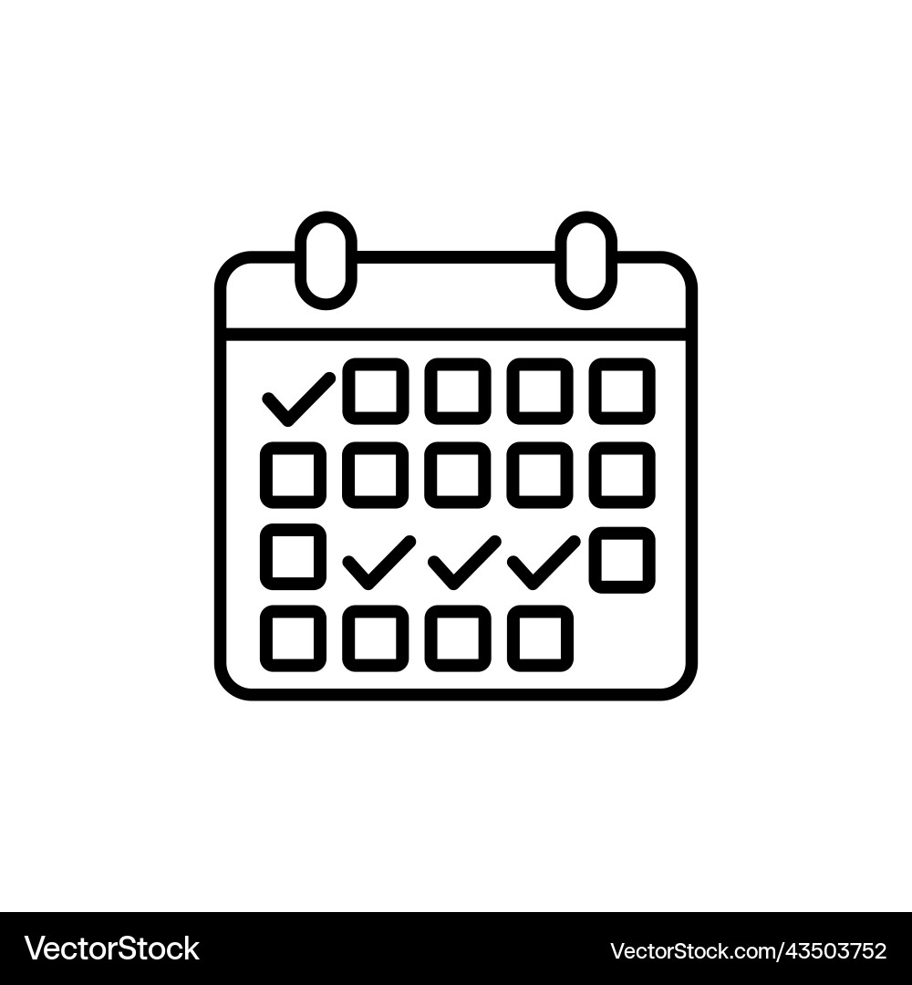 Calendar line icon simple outline style schedule Vector Image