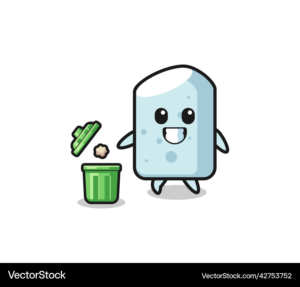 Chalk throwing garbage in the trash can Vector Image