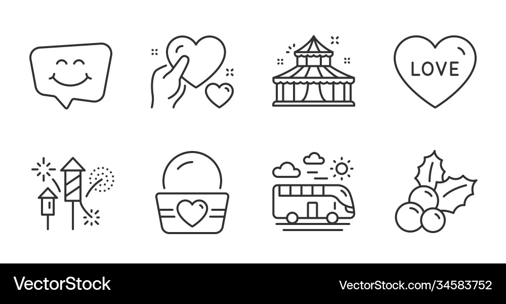 Circus fireworks rocket und lächeln chat icons set Circus fireworks rocket und lächeln chat icons set vektorbild