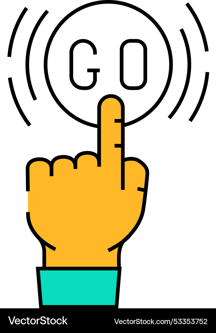 Click and go app label product caution icon color Vector Image