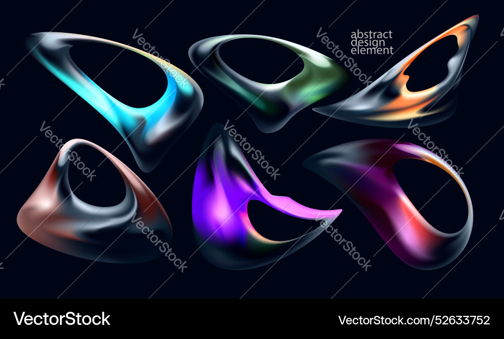 Collection of iridescent round shapes and forms Collection of iridescent round shapes and forms vector image