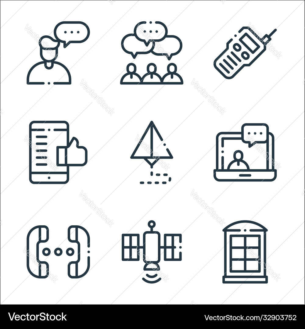 Communication line icons linear set quality Vector Image