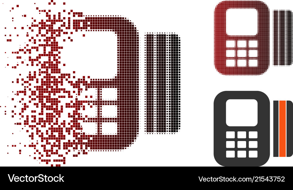 Damaged pixel halftone card processor icon Damaged pixel halftone card processor icon vector image