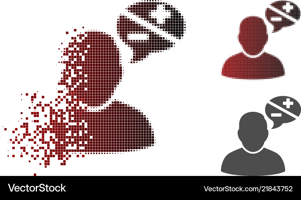 Destructed pixelated halftone user arguments icon Destructed pixelated halftone user arguments icon vector image