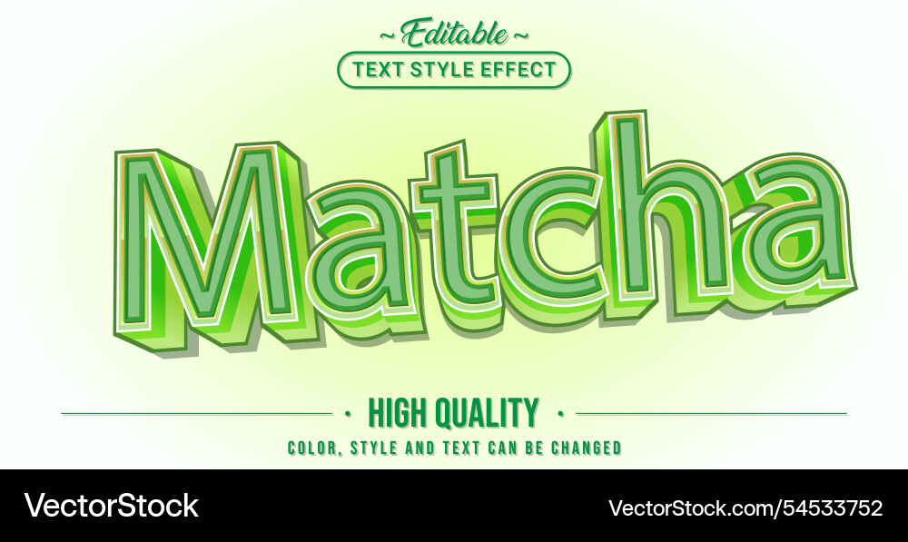 Editable text style effect - matcha vector image