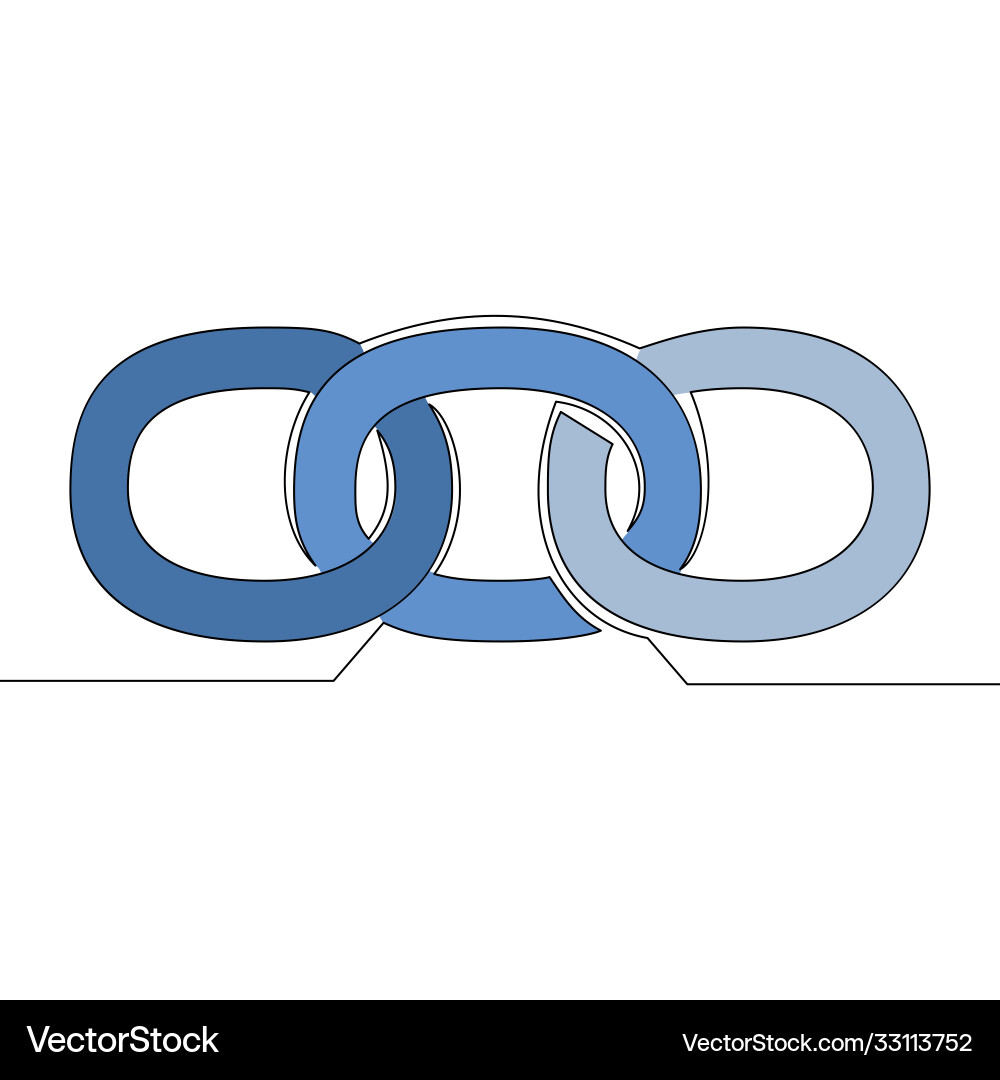 Flat continuous line art chain blockchain link Flat continuous line art chain blockchain link vector image