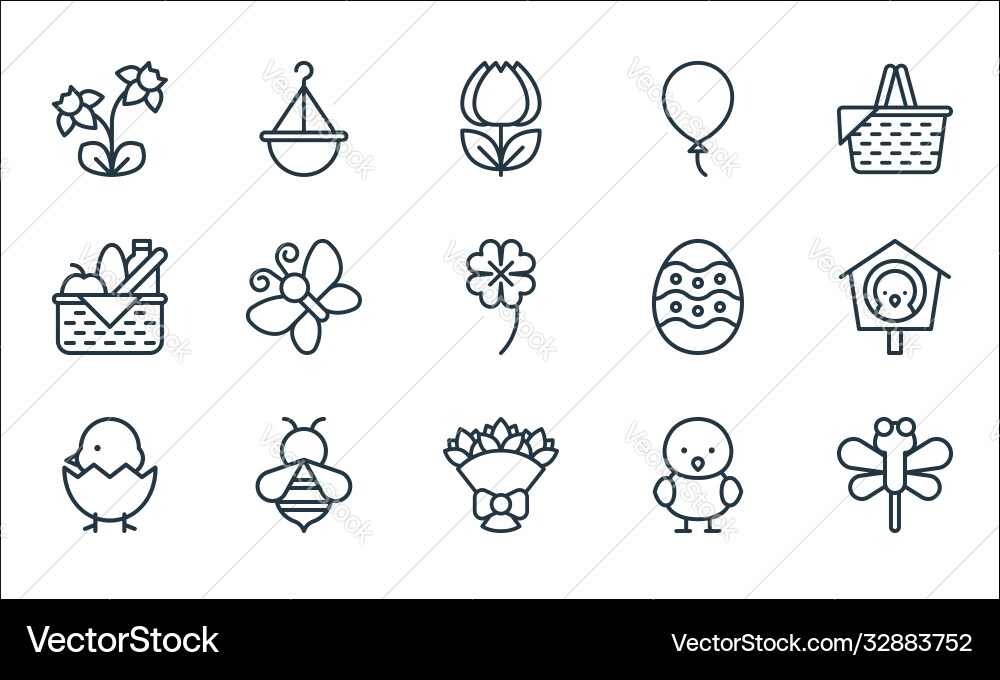 Flat spring line icons linear set quality Flat spring line icons linear set quality vector image