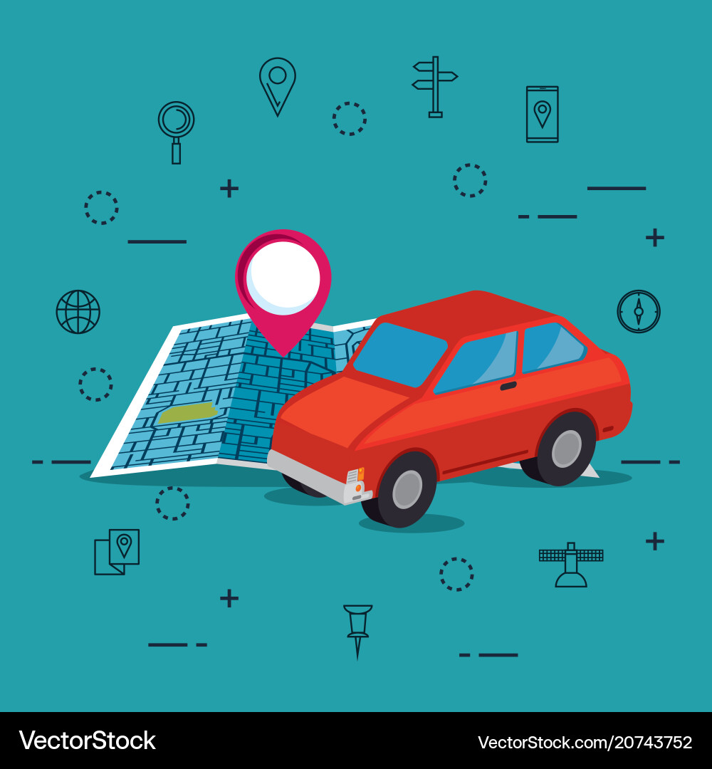GPS Navigation Icons Set vector image