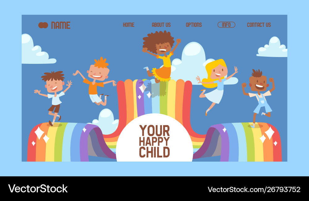 Happy childhood banner website design Happy childhood banner website design vector image