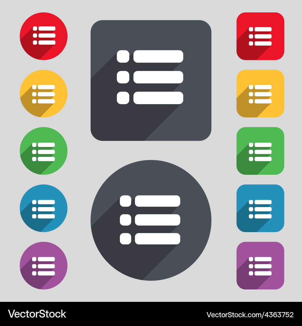 List menu content view options icon sign a set vector image