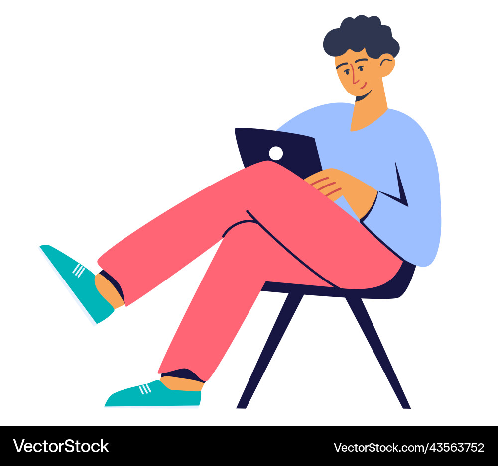 Man is working at a computer business Man is working at a computer business vector image