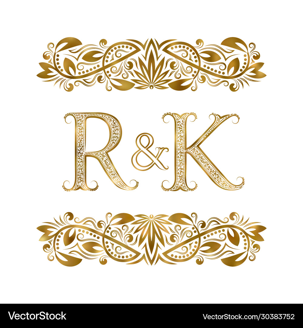 R and k vintage initials logo symbol letters R and k vintage initials logo symbol letters vector image