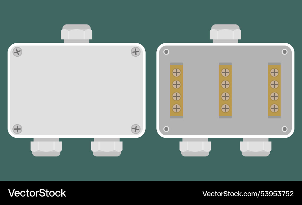 Rectangle junction box with busbars Vector Image