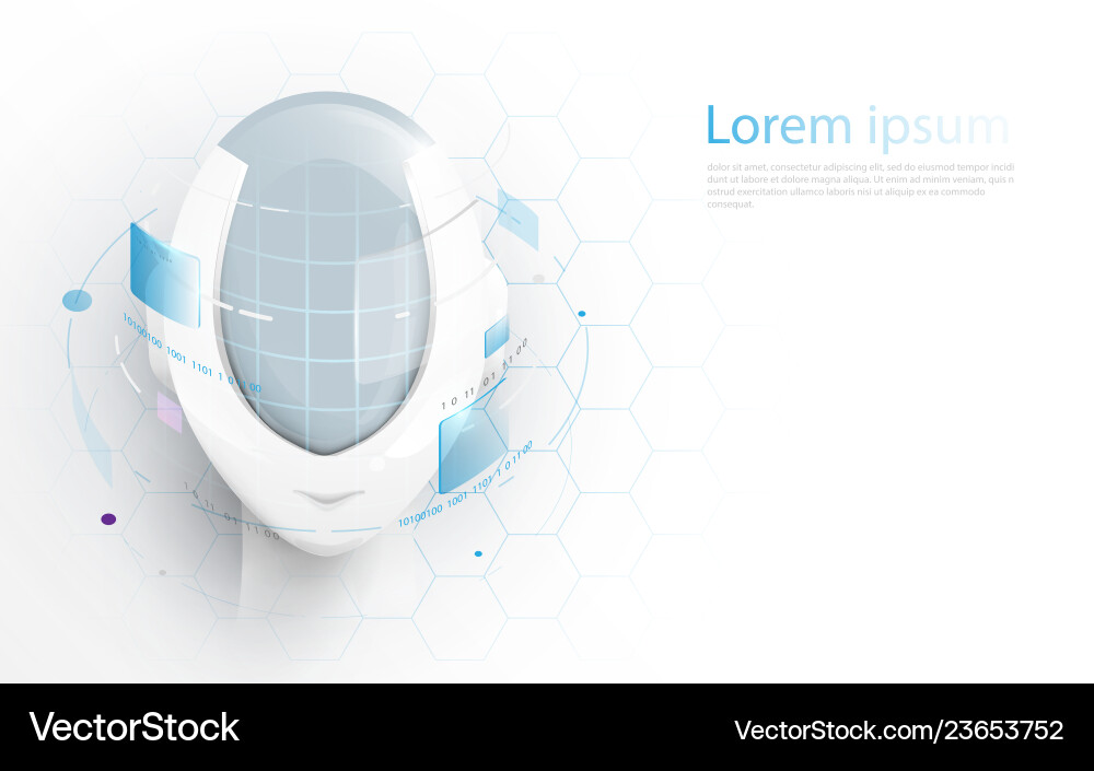 Robot head with technology face scanning Robot head with technology face scanning vector image