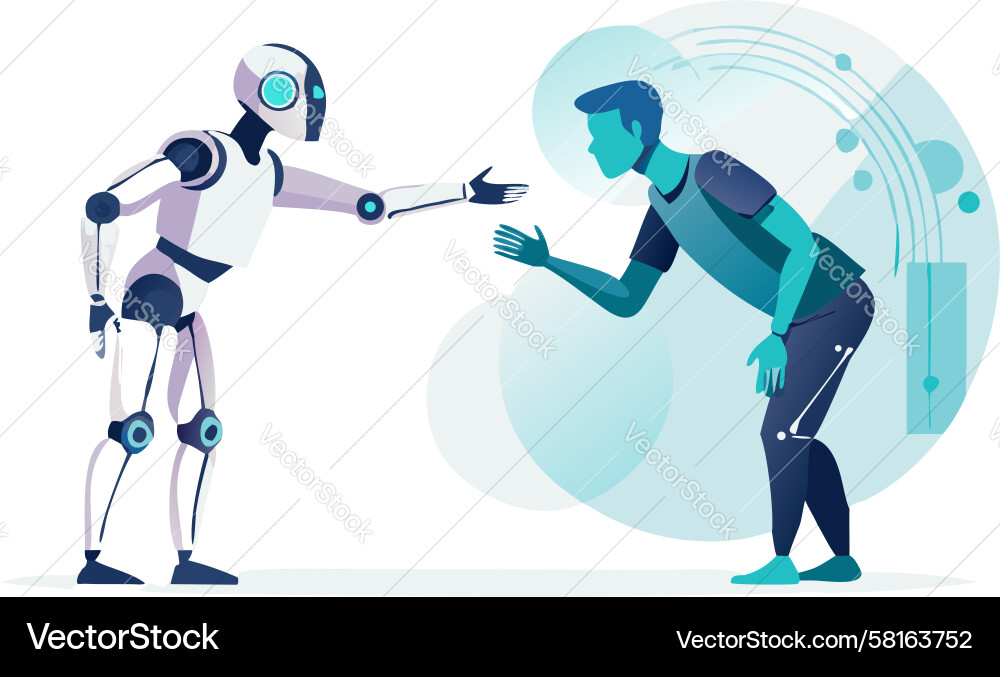 Robot Serving Drink - Automation Concept Vector Image