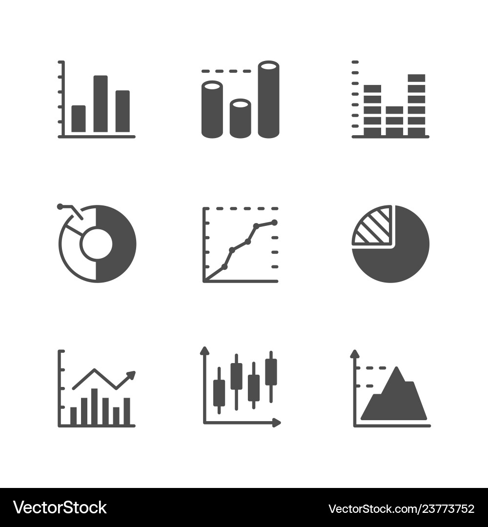 Set icons of graph and diagram Set icons of graph and diagram vector image